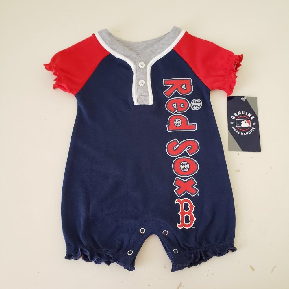 Boston Red Sox One Piece Creeper Baby Infant 12-18 Months Blue MLB Girls NWT